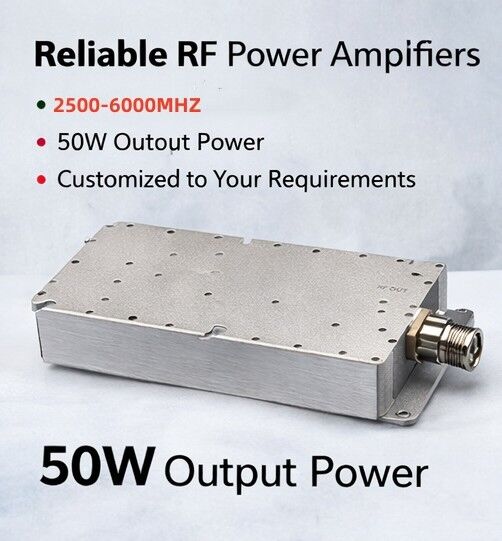 Ultra Wideband  RF Power Amplifier Module 2500 to 6000MHz 50W Output Power Suitable for 5G WiFi 6 Satellite and Radar System Applications